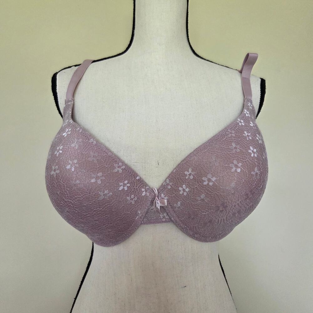 NWOT Laura Ashley 40DD Floral Lace Bra Underwire Molded Cups Dusty Pink